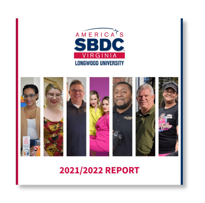 Cover of Longwood SBDC's annual impact report designed by Letterpress Communications.