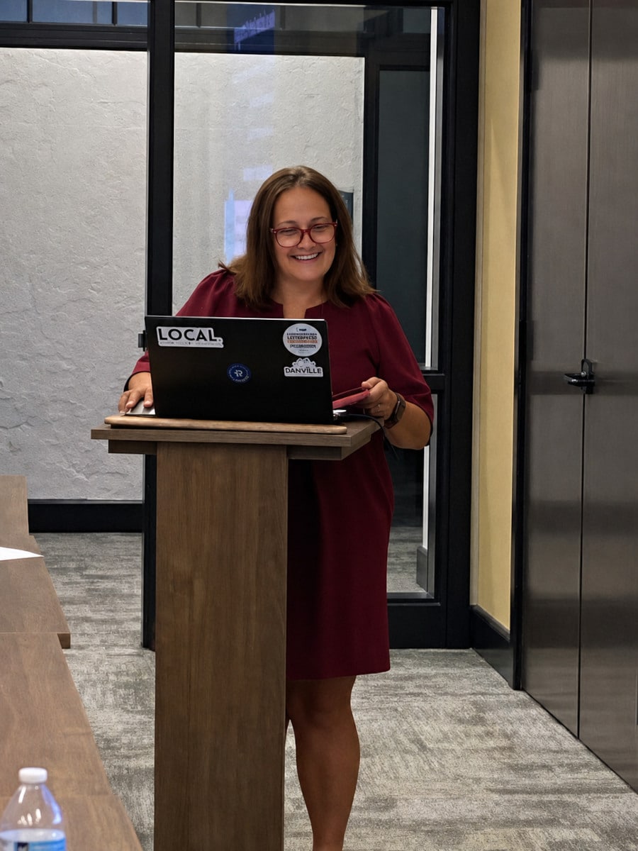 Letterpress Director of Community Success Jenn Kinne teaches a marketing workshop for the City of Danville, VA.